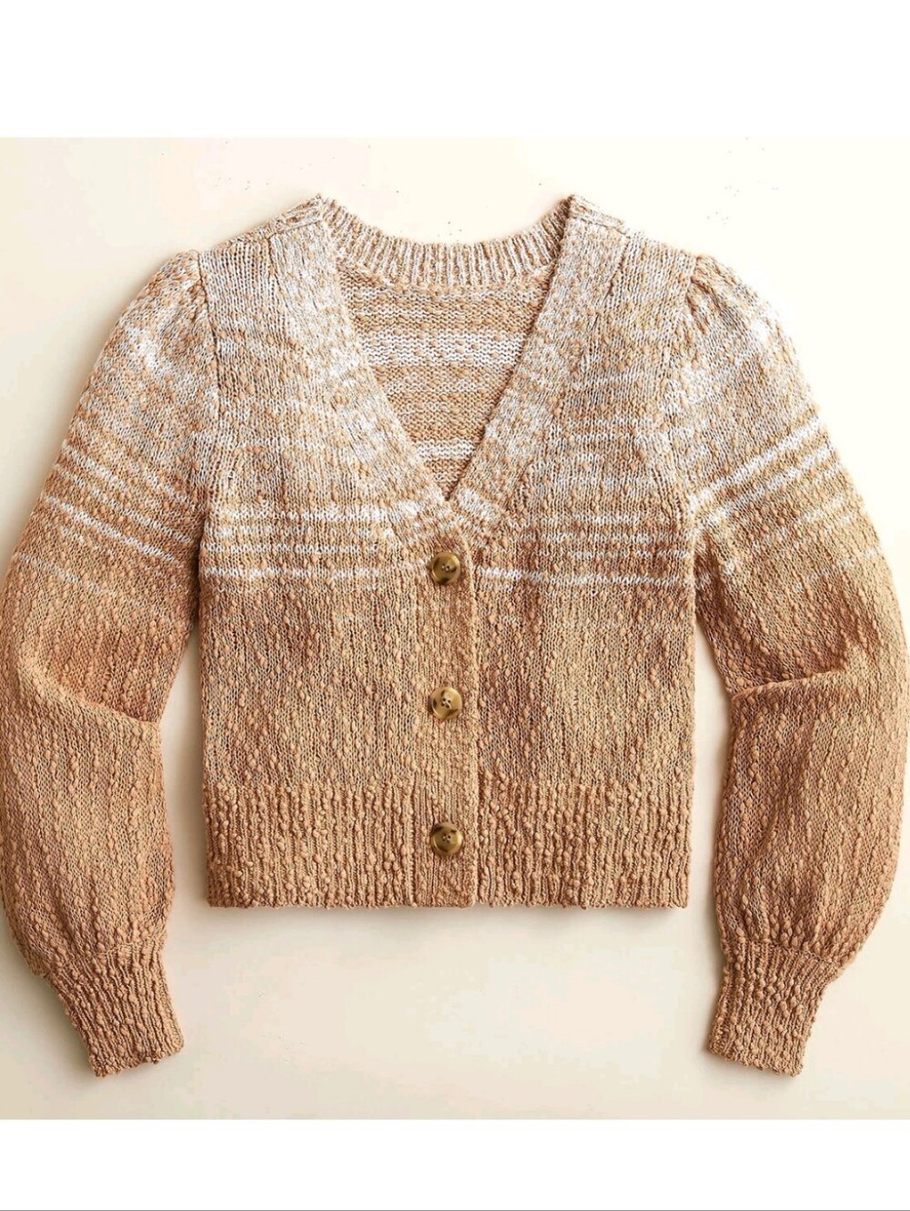 EUC J.Crew Reversible Space Dyed Cardigan Sweater Beige White Small